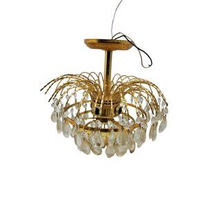 vintage 1970s luminaire chrystal and brass 4 light waterfall chandelier